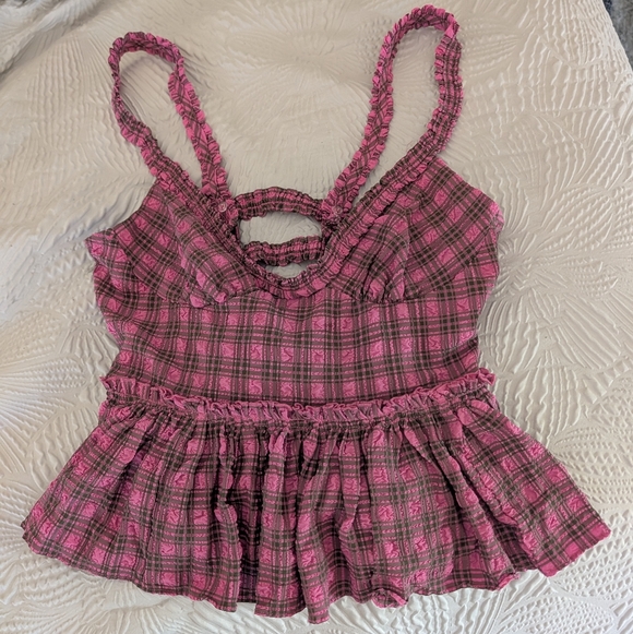 Free People NWOT Tag You're It Tank sz Med in Pink/ Green Combo - Picture 9 of 14